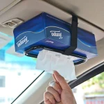 Auto Accessories Car Sun Visor Tissue Box Holder Paper Towel Napkin Box Cover Seat Back Bracket Portable Car Mount Organizer (Black)