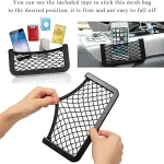 String bag Car Pocket Phone Nets, Purse Phone Holder Mesh Storage Bag with Double Sided Tape, Stick on Organizer Seat Side Back Automotive Storage Net Bag, Car Accessories