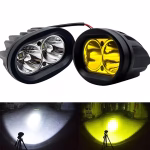 High Output 4-inch Oval LED Fog Lights (White & Yellow) - Waterproof Driving Lamps for Motorcycle, E-Bike, Off-Road Vehicles
