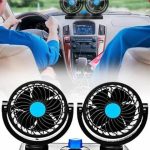 12V DC Electric Car Fan Rotatable 2 Speed Dual Head with 9FT Cord Quiet Strong Dashboard Cooling Vehicle Fan