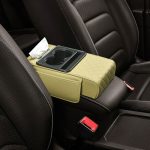 Premium Leather Multi-Functional Car Armrest Storage Box with Dual Cup Holder & Tissue Dispenser
