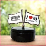 I Love Muhammad ﷺ & Shahada Dual Flag – Solar Powered Islamic Car Showpiece